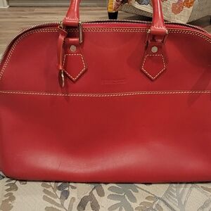 Vintage Dooney & Bourke Red Leather Made In Italy Satchel